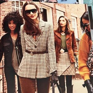 CAbi Plaid Skirt - Black, White, Brown